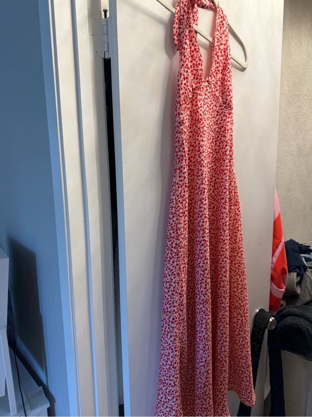 Princess Polly Red and White Halter Neck Dress with Floral Print NWT